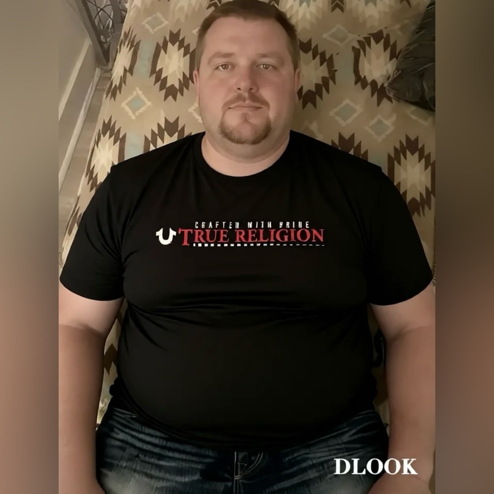 True Religion Black and Red Short Sleeve Tee